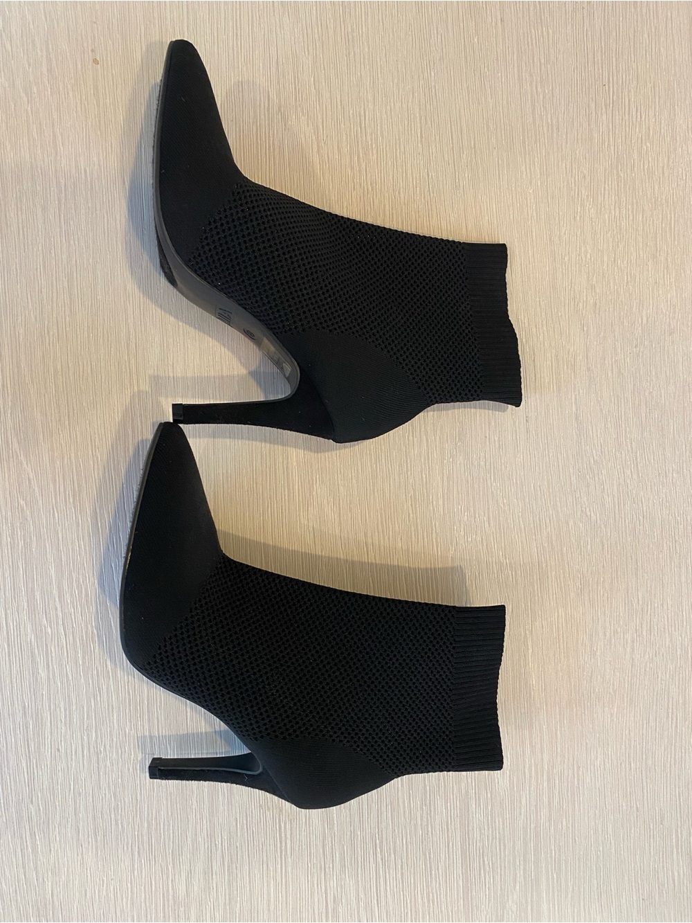 Nordstrom Black Knit Sock Ankle Booties with Stiletto Heel